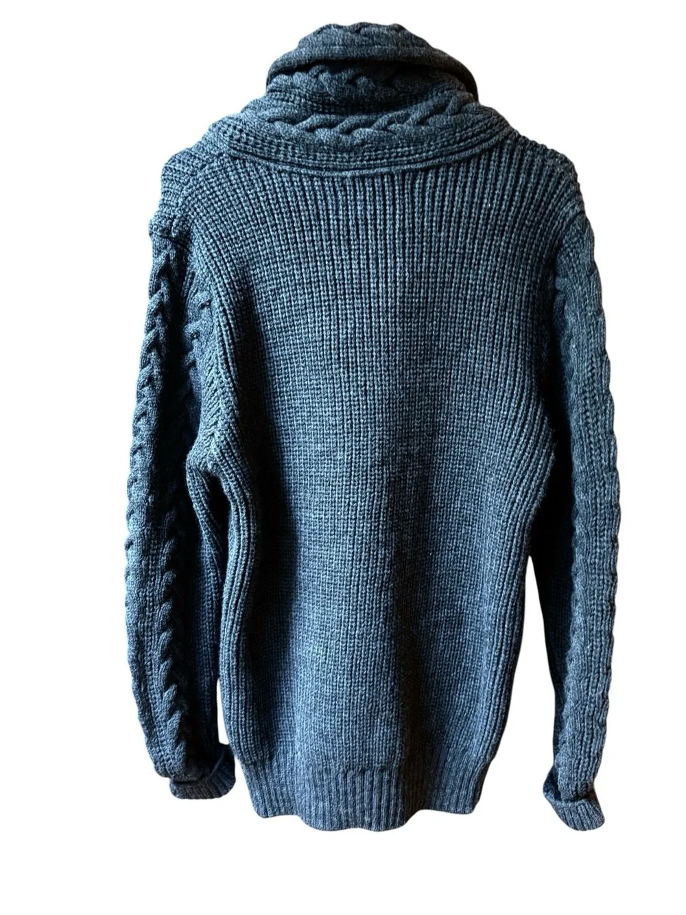 NWT Leif Nelson Men's Dark Gray Cable Knit Toggle Cardigan Shawl Turtleneck L